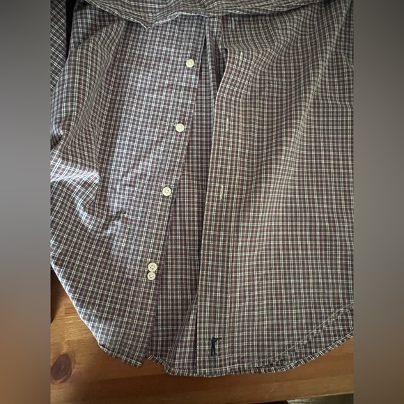 Brown and White Casual Button Down Shirt with Classic Plaid Pattern - Picture 3 of 4